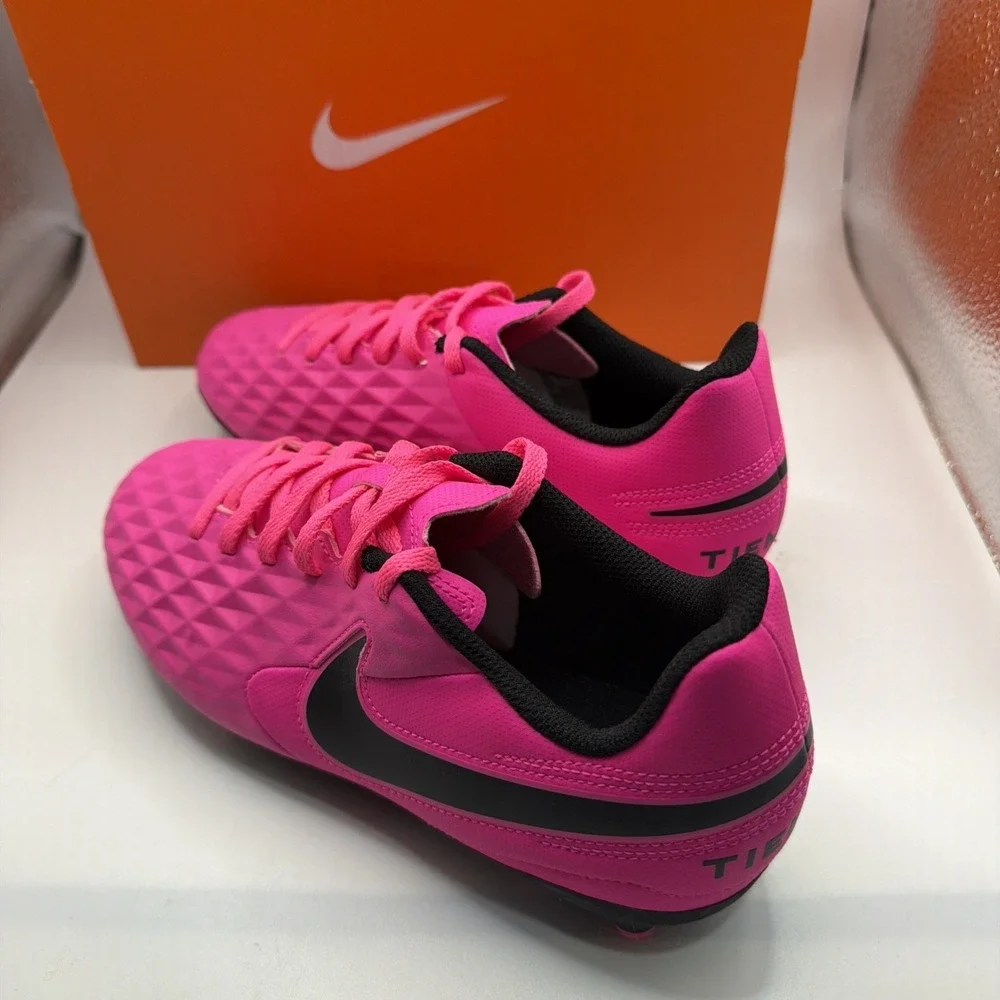 Nike Jr Legend Tiempo 8 Club FG/MG Youth Soccer Cleats. Pink Blast/Black Size 4Y